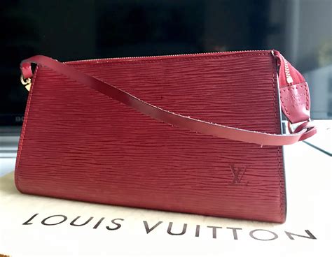 louis vuitton red epi leather pochette accessoires|louis vuitton epi leather tote.